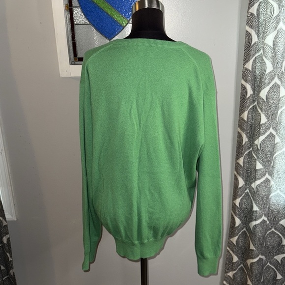 Peter Miller Crown Heritage Green Cashmere V Neck Sweater SZ XL - Picture 5 of 8